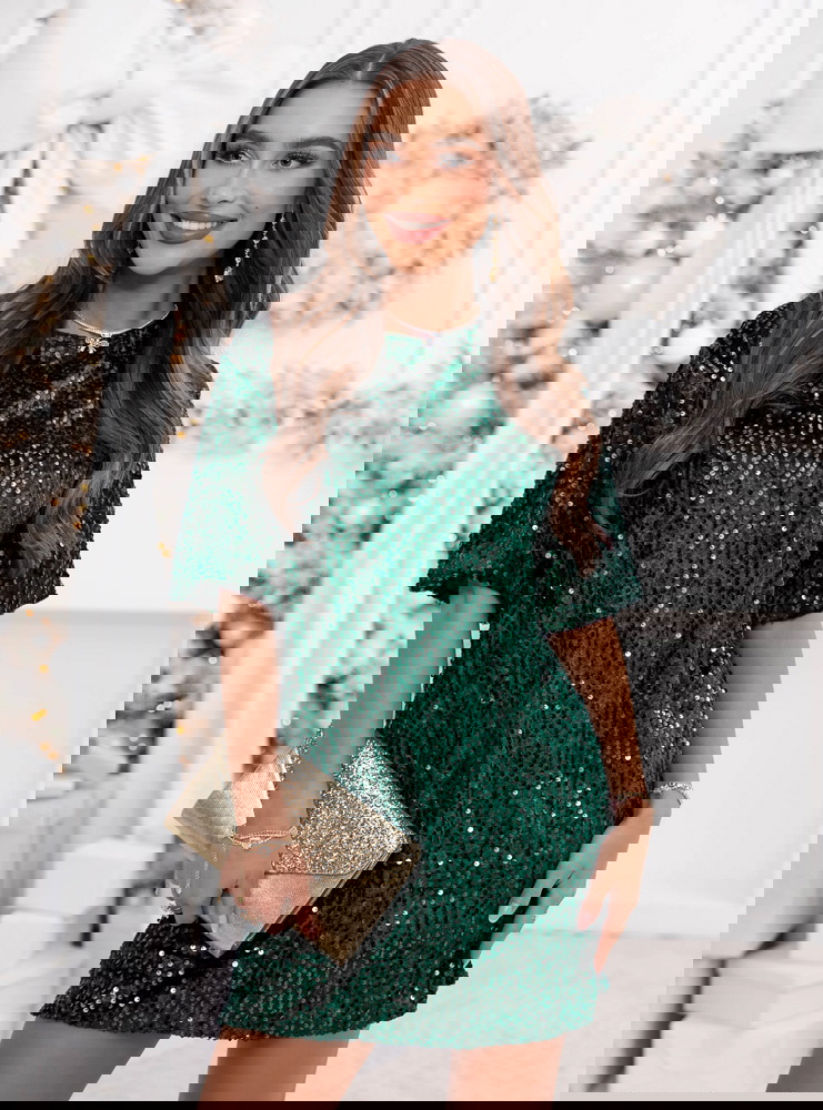 Cekinowa świąteczna sukienka mini...