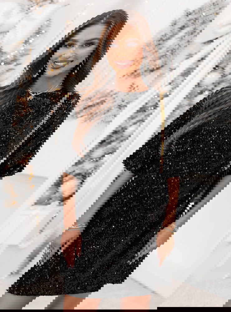 Czarna cekinowa świąteczna sukienka...