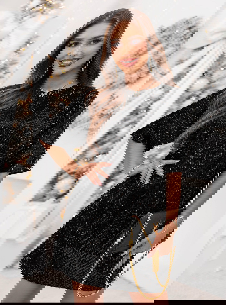 Czarna cekinowa świąteczna sukienka...