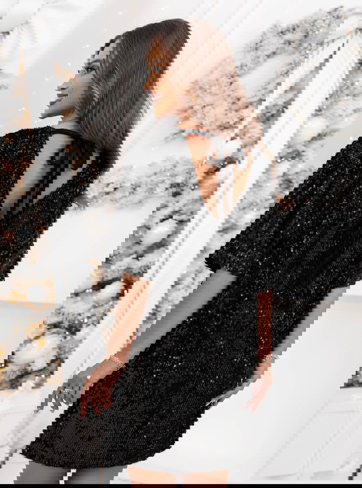 Czarna cekinowa świąteczna sukienka...