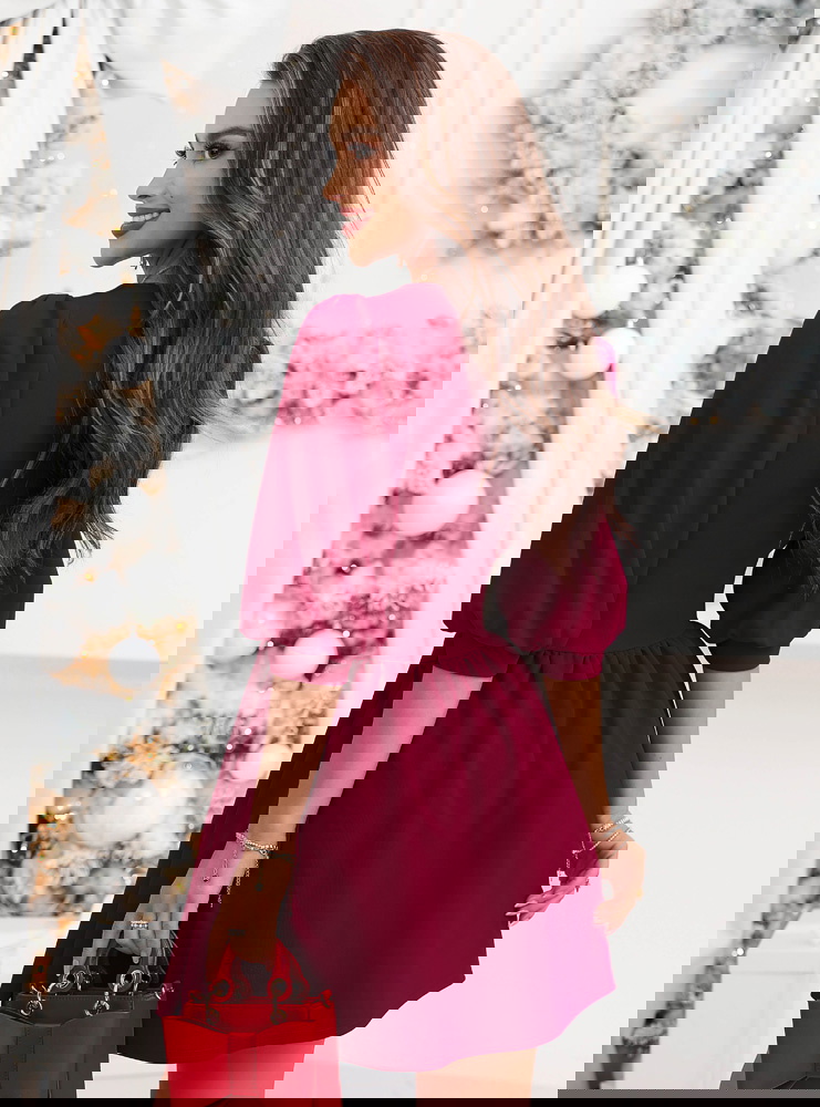 Bordowa sukienka na święta z...