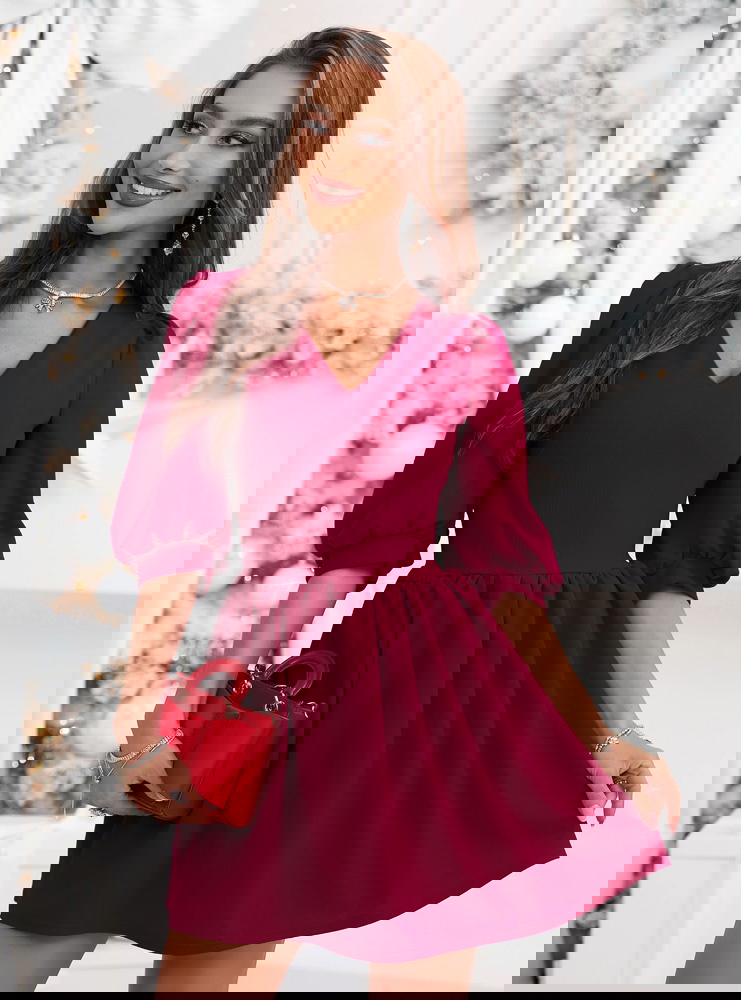 Bordowa sukienka na święta z...