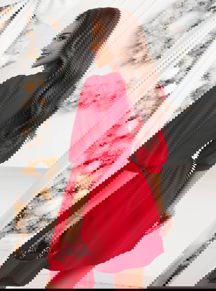 Malinowa sukienka na święta z...