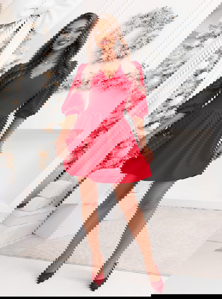 Malinowa sukienka na święta z...