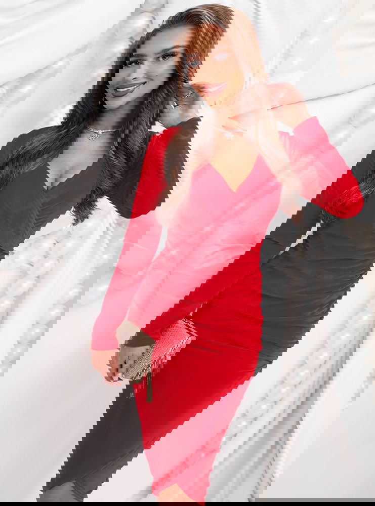 Malinowa welurowa świąteczna sukienka...