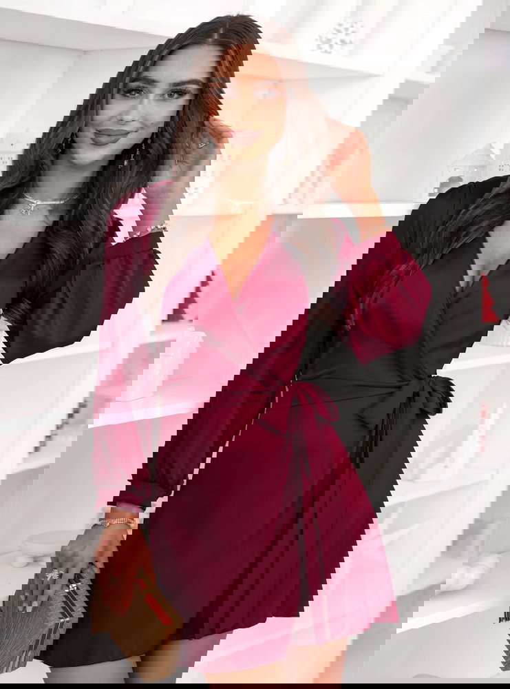 Bordowa satynowa świąteczna sukienka...