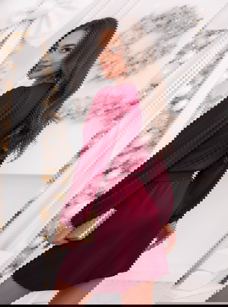 Bordowa satynowa świąteczna sukienka...