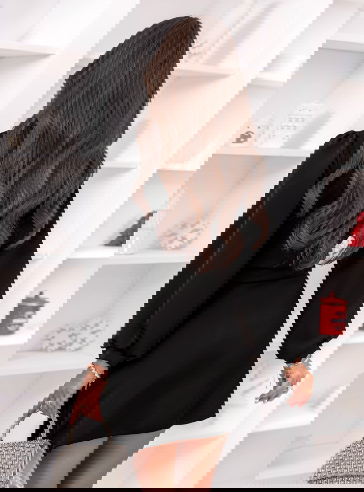 Czarna satynowa świąteczna sukienka...