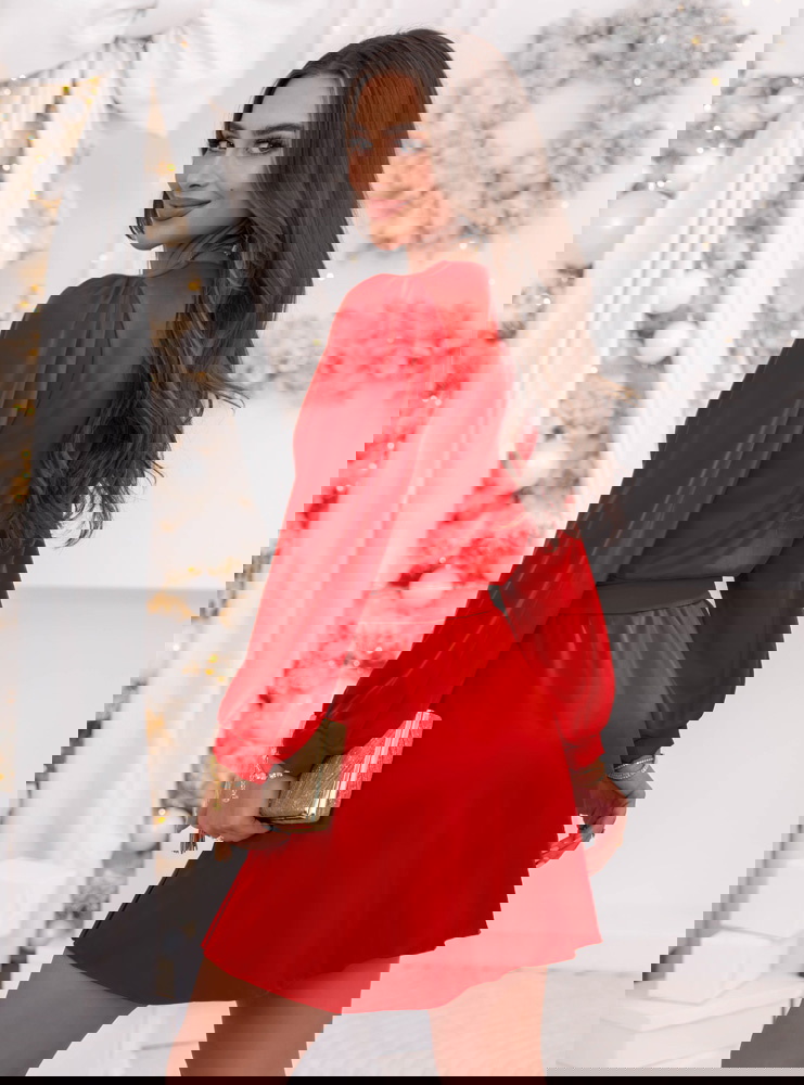 Malinowa satynowa świąteczna sukienka...