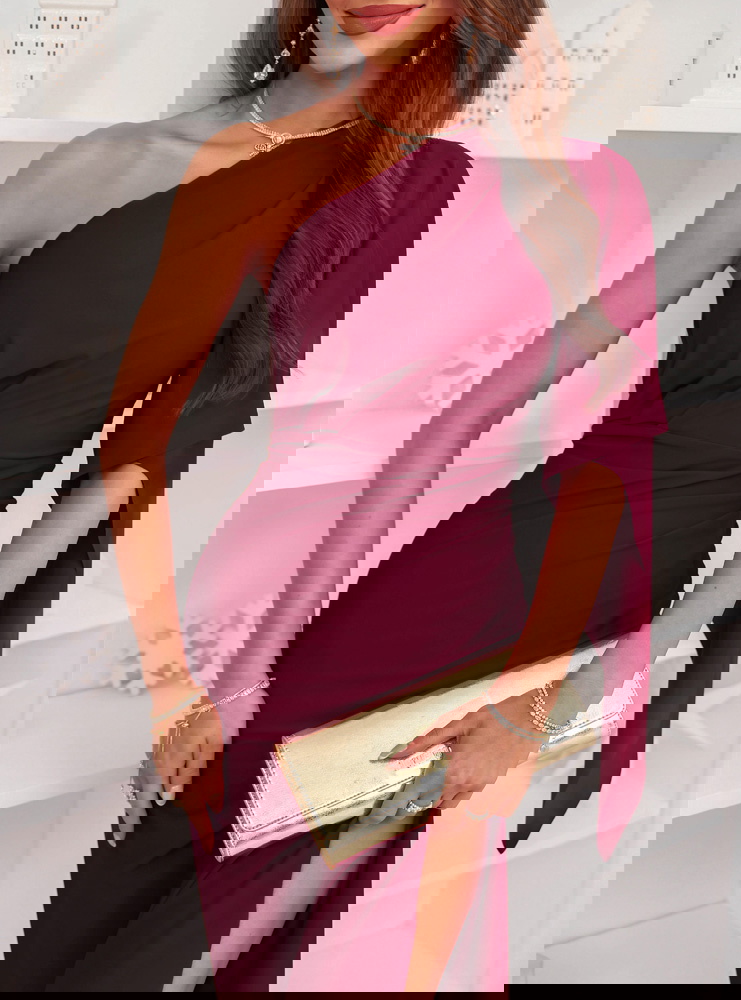 Bordowa świąteczna sukienka na jedno...