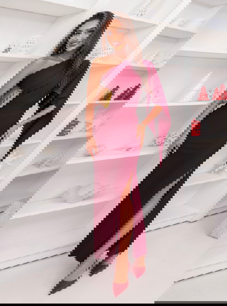 Bordowa świąteczna sukienka na jedno...