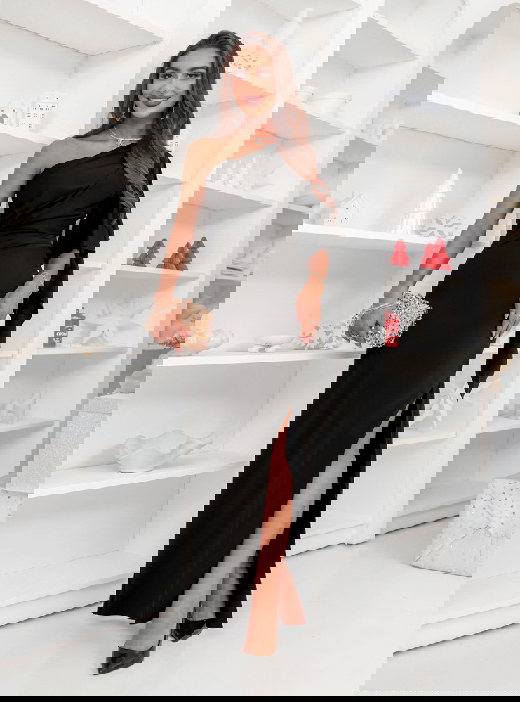 Czarna świąteczna sukienka na jedno...