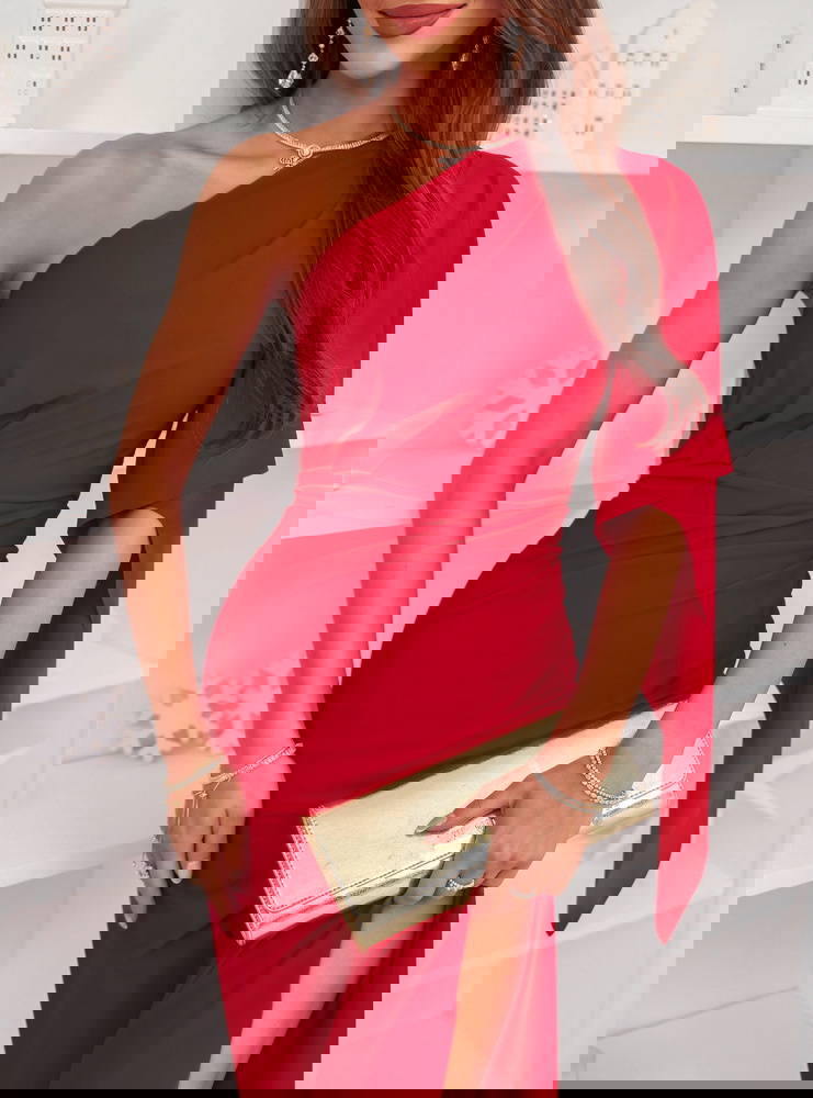 Malinowa świąteczna sukienka na jedno...