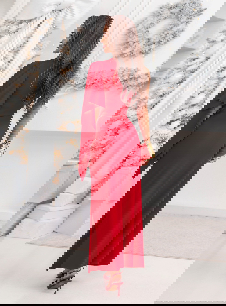 Malinowa świąteczna sukienka na jedno...