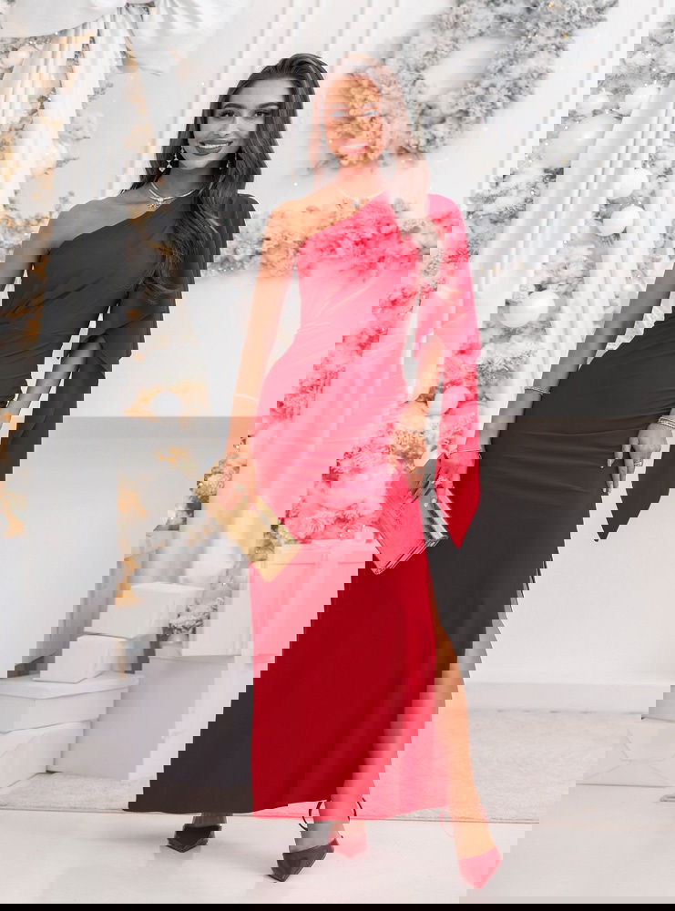 Malinowa świąteczna sukienka na jedno...