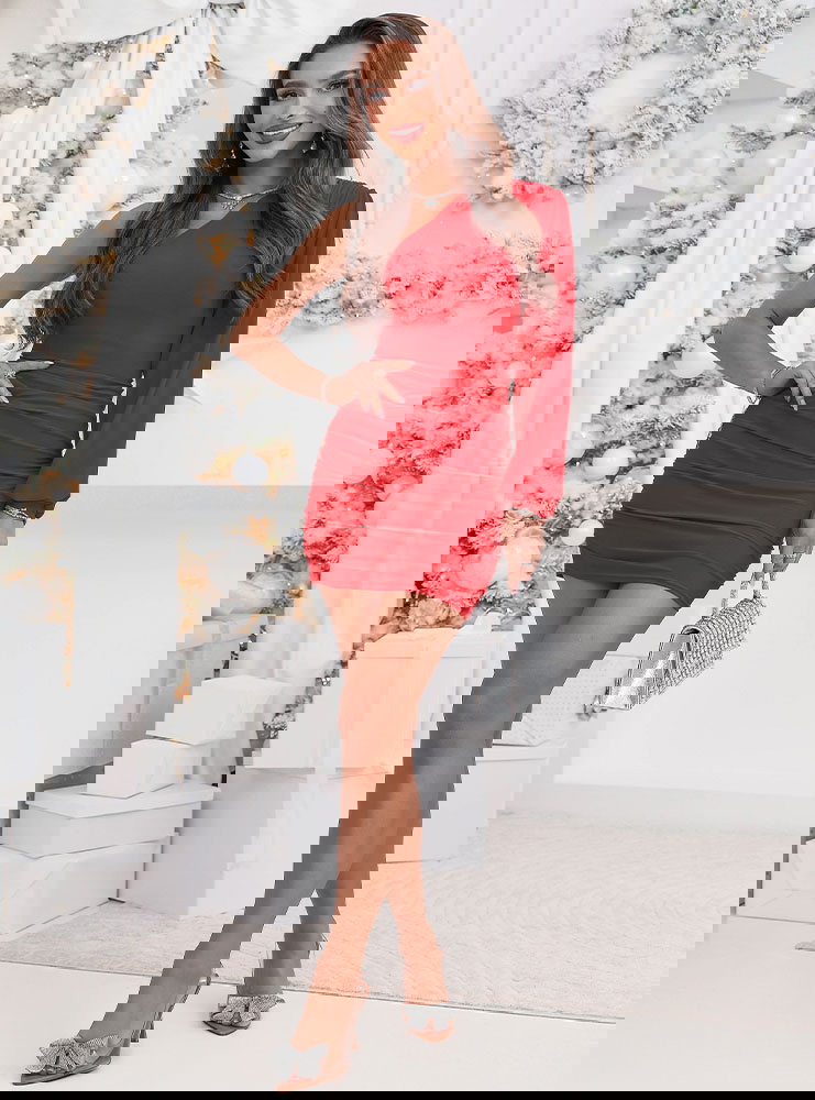 Malinowa świąteczna sukienka na jedno...