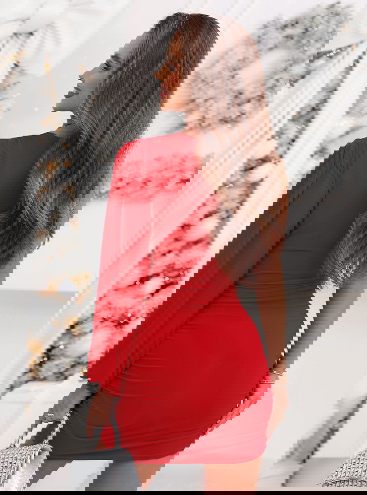 Malinowa świąteczna sukienka na jedno...