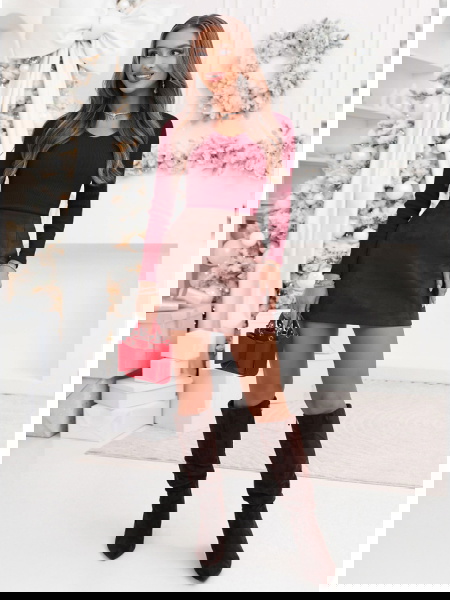 Bordowa prążkowana bluzka z... 2