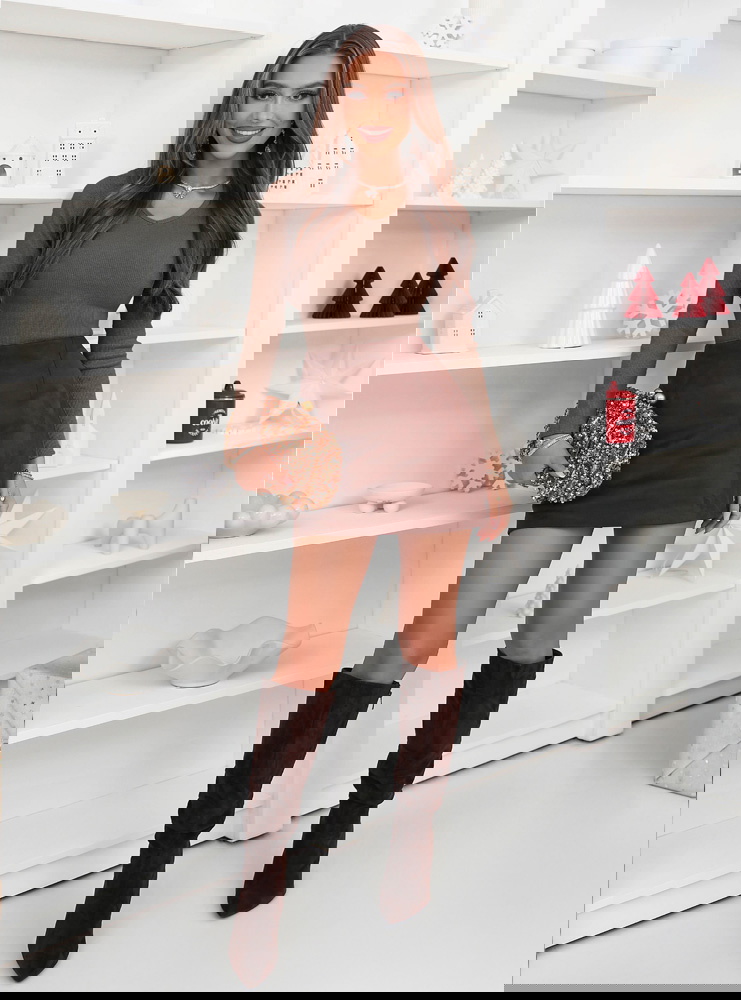 Prążkowana bluzka z dekoltem w serek...