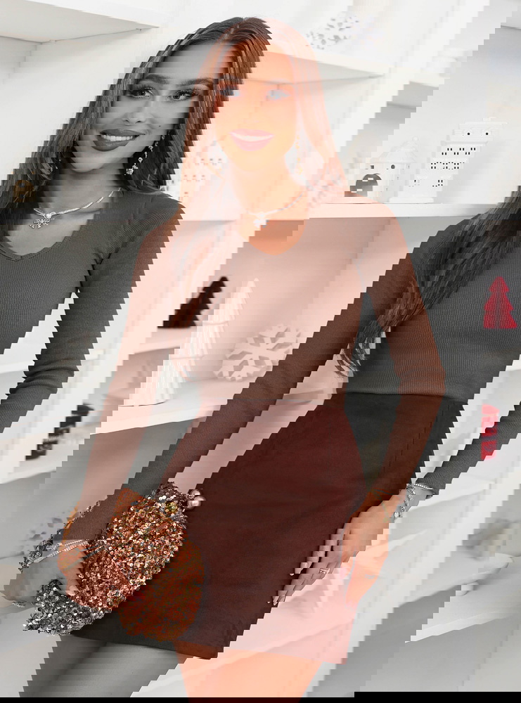 Prążkowana bluzka z dekoltem w serek...