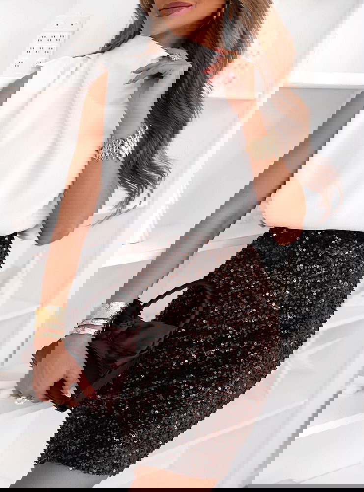 Czekoladowa cekinowa mini spódniczka...