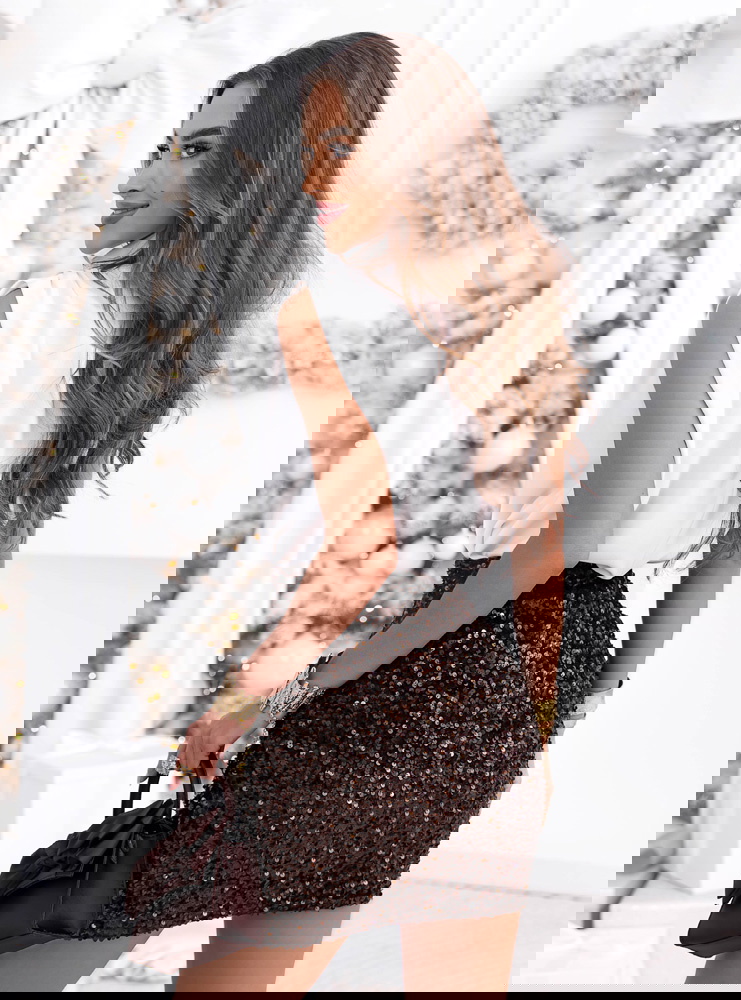 Czekoladowa cekinowa mini spódniczka...