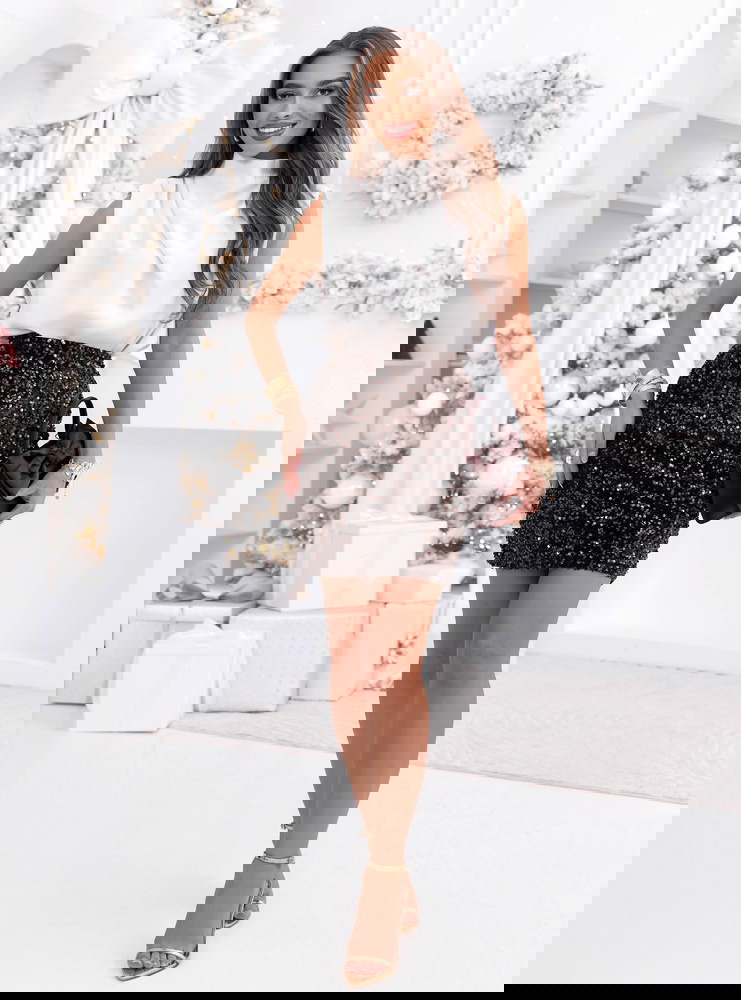 Czekoladowa cekinowa mini spódniczka...