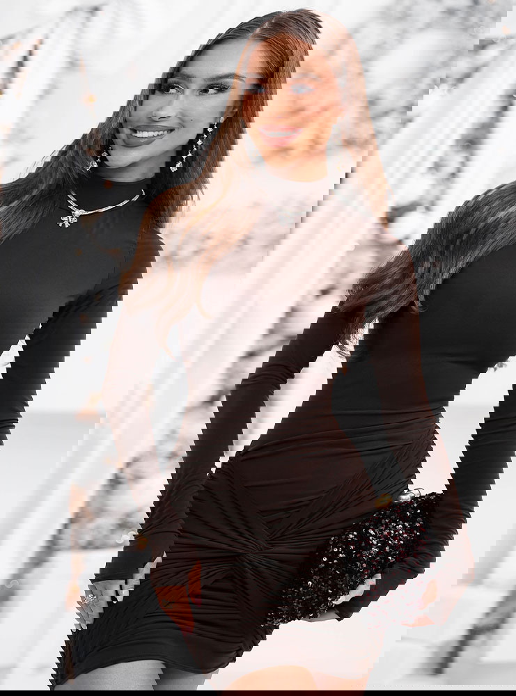 Czekoladowa sukienka mini na święta z...