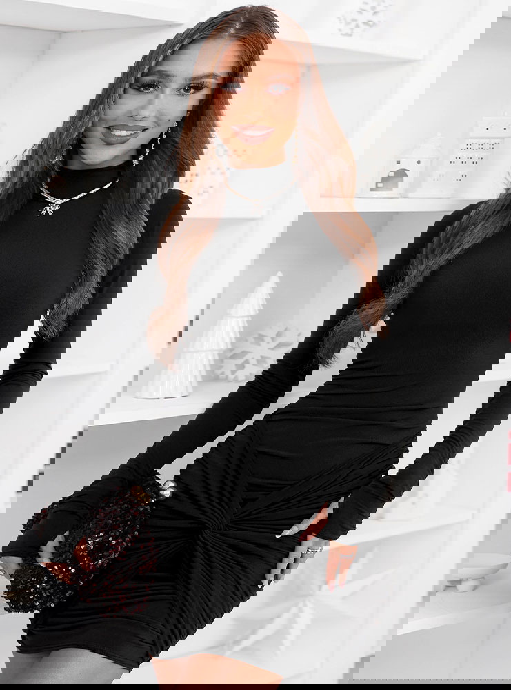 Czarna sukienka mini na święta z...