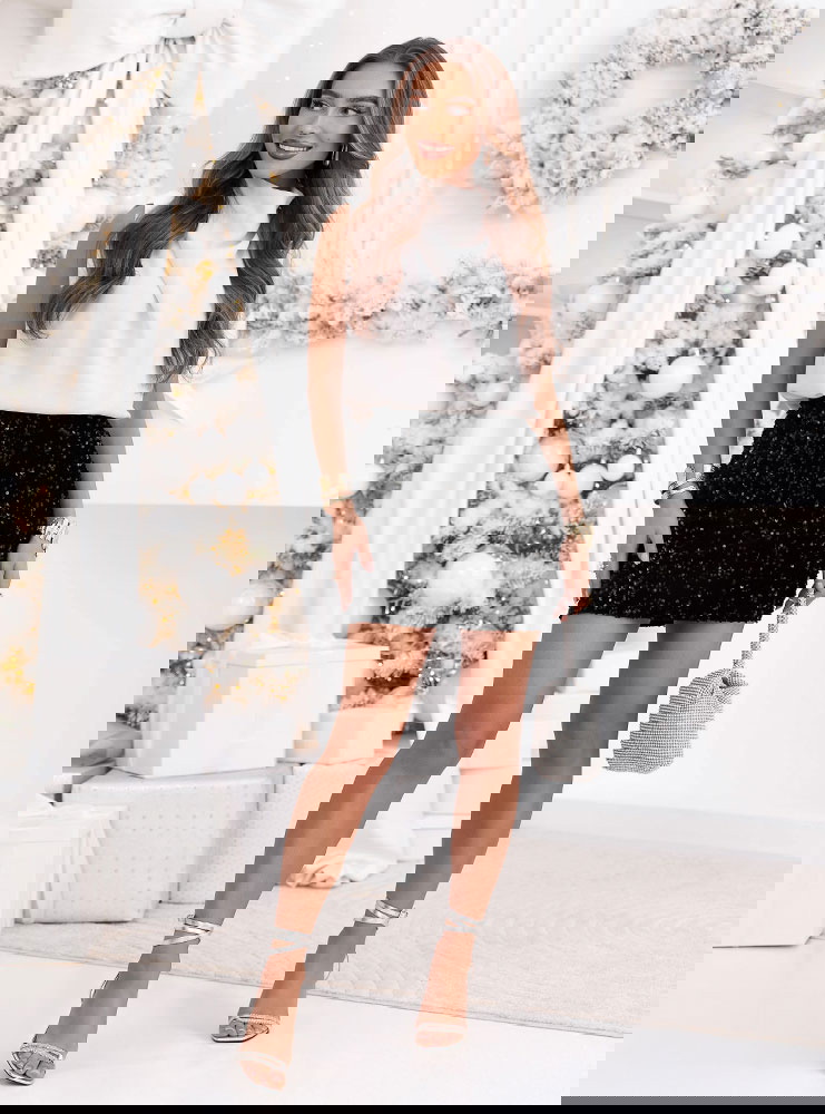 Czarna cekinowa świąteczna mini...