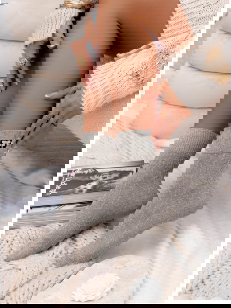 Szare damskie skarpetki z...