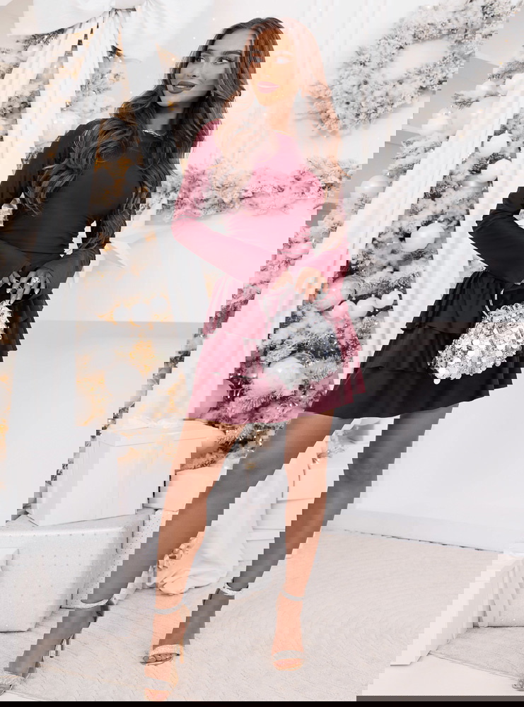 Bordowy świąteczny kombinezon jak...