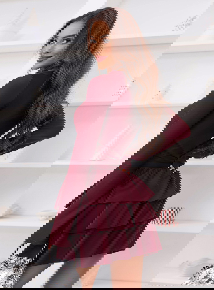 Bordowy świąteczny kombinezon jak...