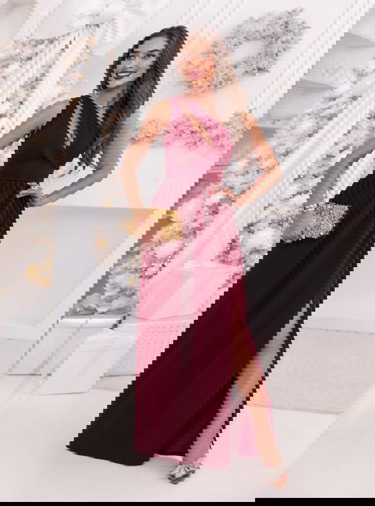 Bordowa świąteczna sukienka na jedno...