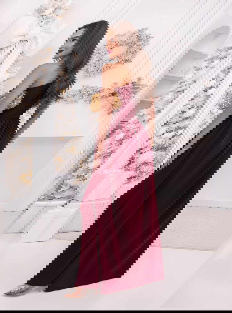 Bordowa świąteczna sukienka na jedno...