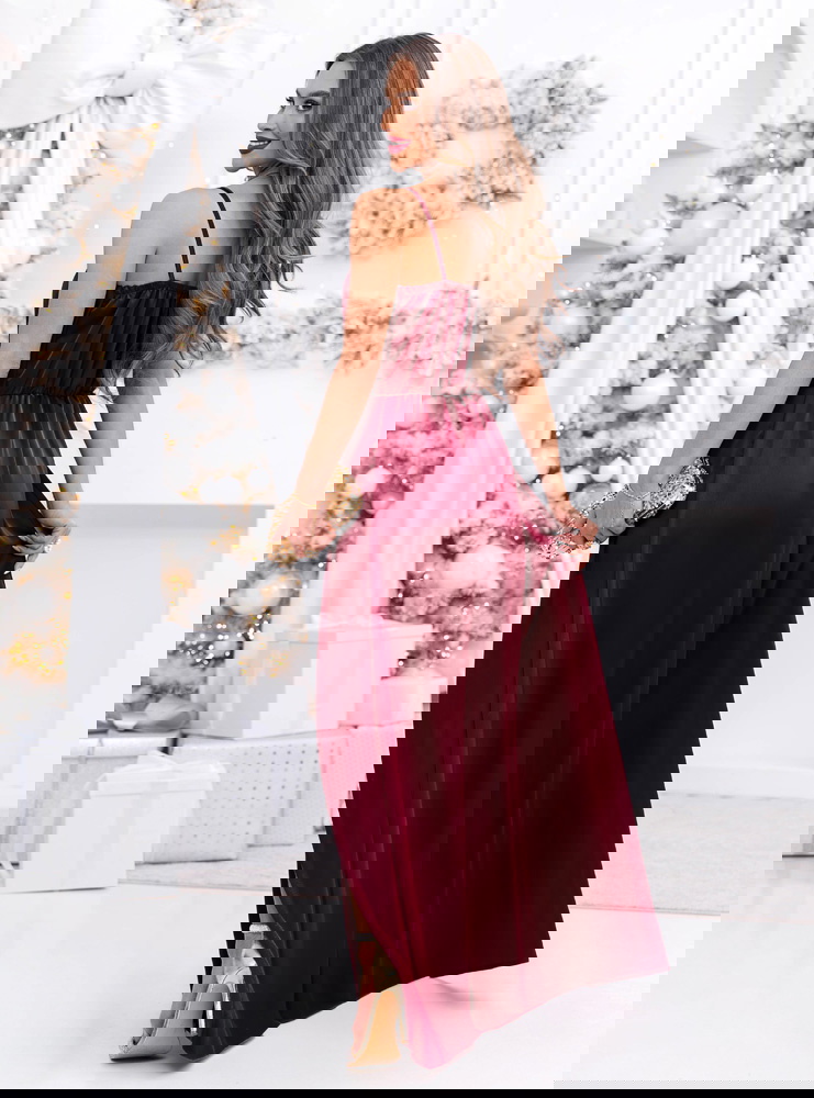 Bordowa świąteczna sukienka satynowa...