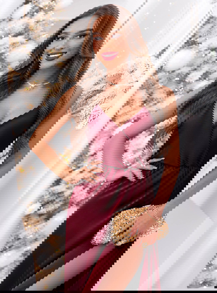 Bordowa świąteczna sukienka satynowa...