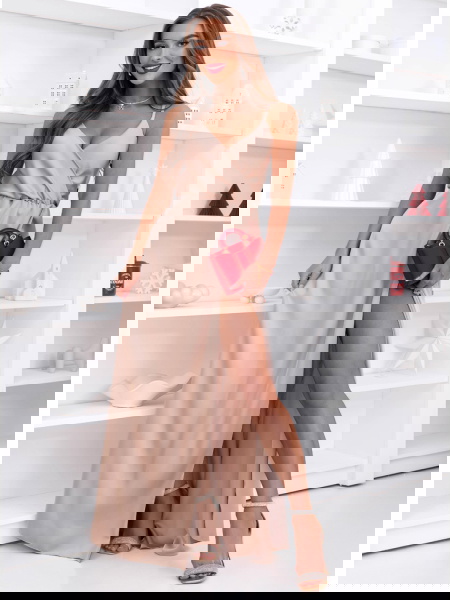 Beżowa świąteczna sukienka... 2