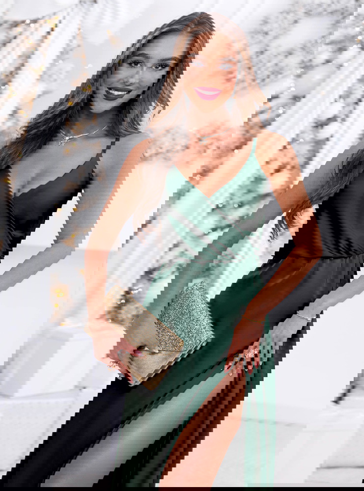 Świąteczna sukienka satynowa maxi na...