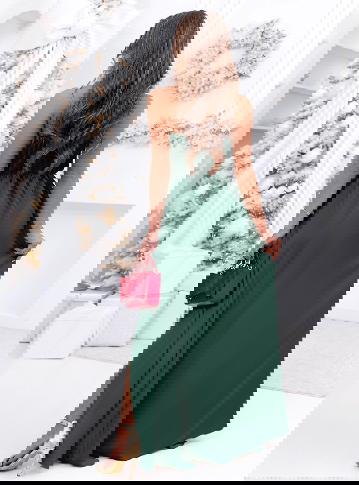 Świąteczna sukienka satynowa maxi na...