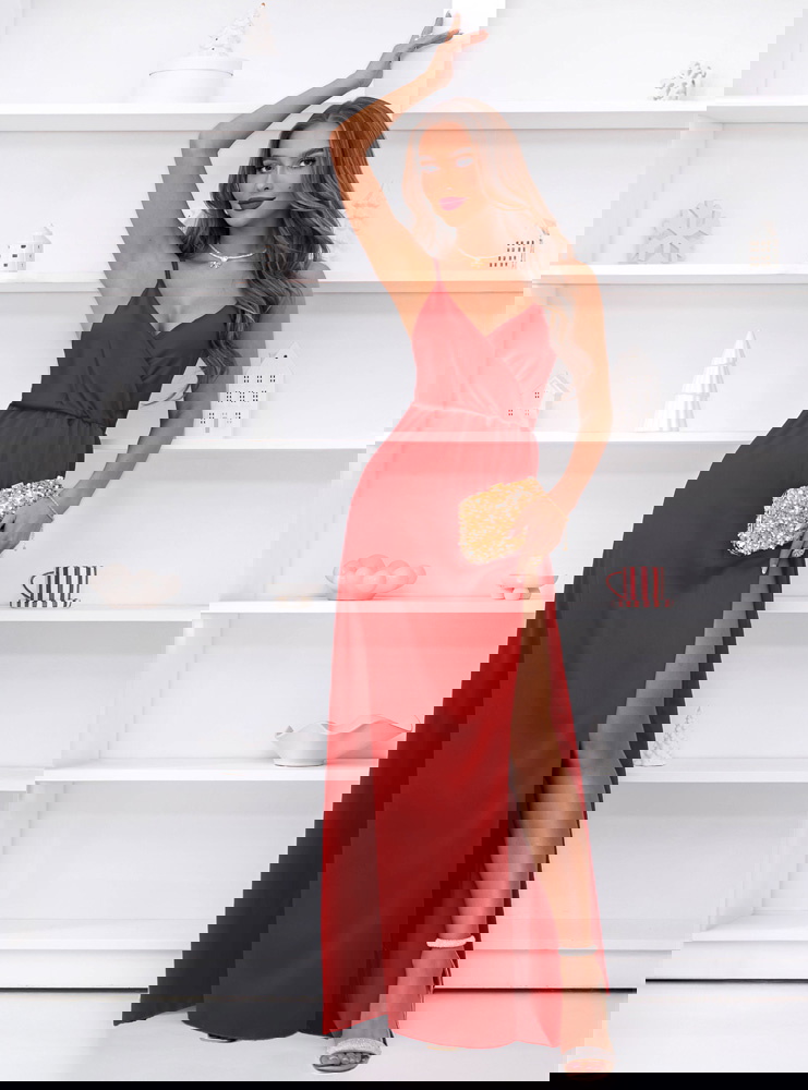 Malinowa świąteczna sukienka satynowa...