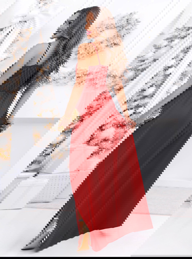 Malinowa świąteczna sukienka satynowa...