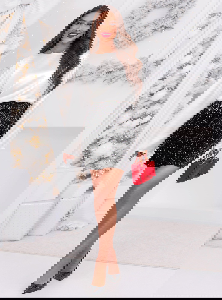 Biała satynowa bluzka na święta z...