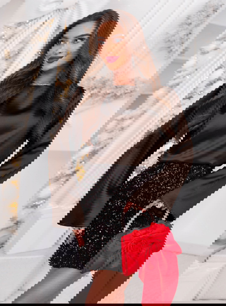 Czekoladowa satynowa bluzka na święta...