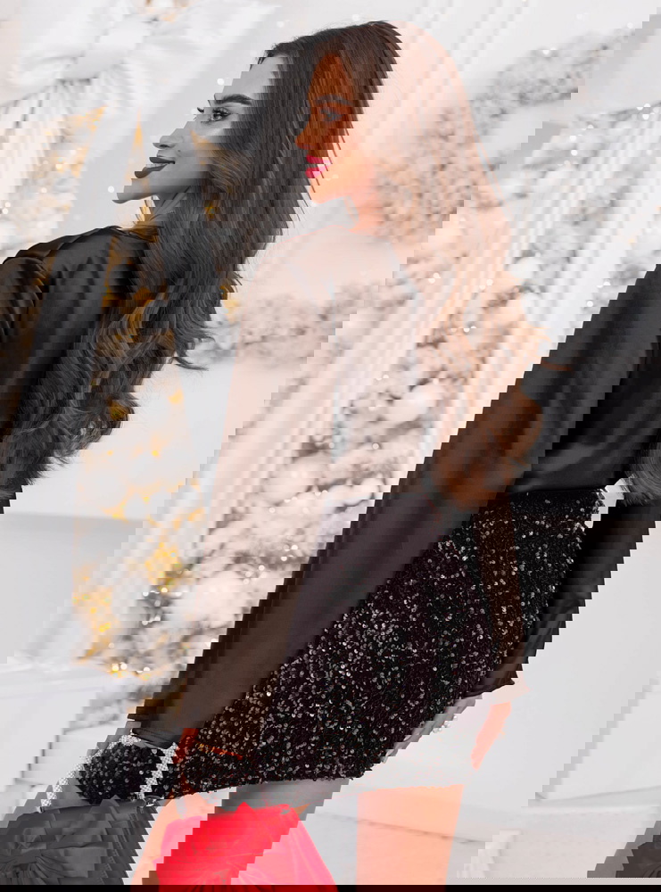 Czekoladowa satynowa bluzka na święta...