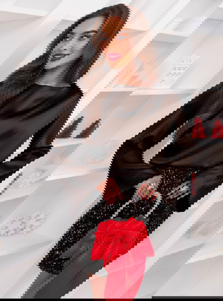 Czekoladowa satynowa bluzka na święta...