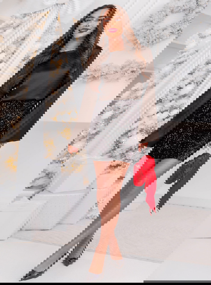 Czekoladowa satynowa bluzka na święta...