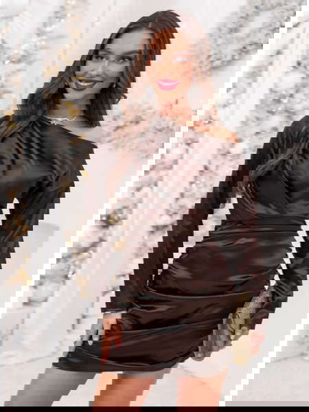 Czekoladowa sukienka mini z...