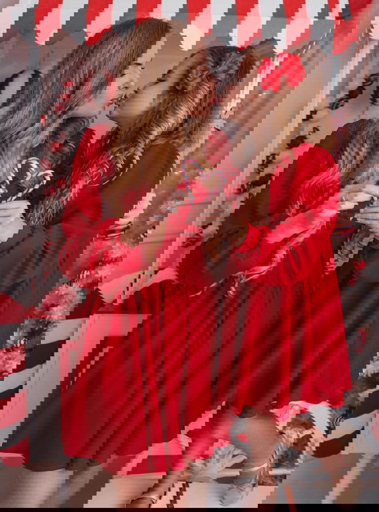 Malinowy zestaw sukienek świątecznych...