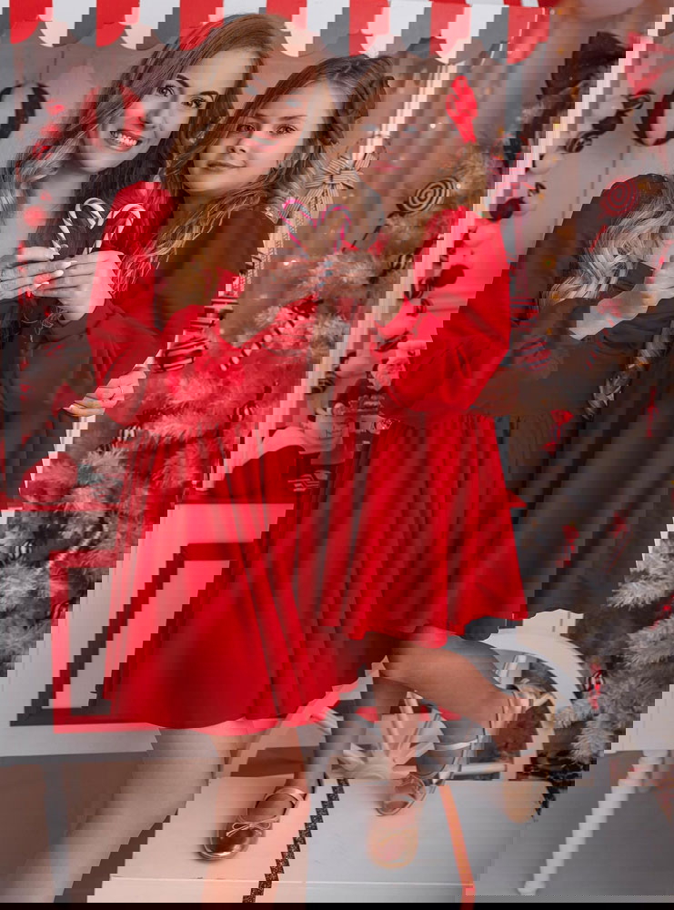 Malinowy zestaw sukienek świątecznych...